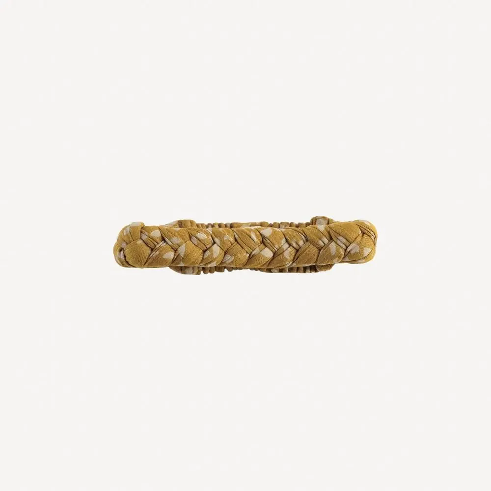 NWT Kate Quinn Honey Rattan Yellow Bamboo Skinny Braided Headband L Large